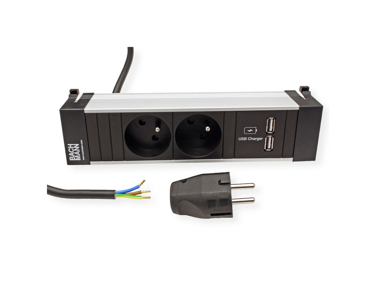 BACHMANN POWER FRAME 2xUTE 1xUSB Charge courant 2,0m AEH