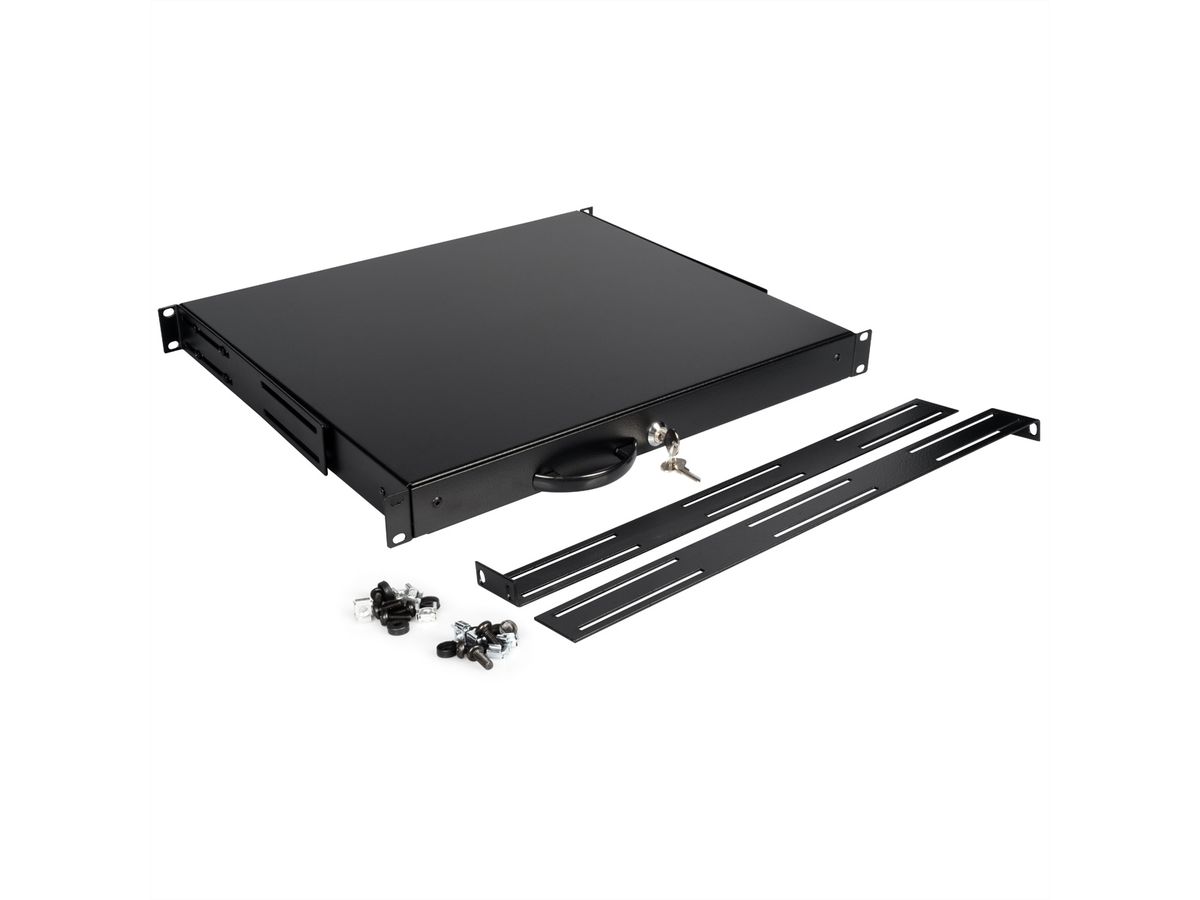 ROLINE 19" Tiroir pour clavier 1U, 400P verrouillable noir