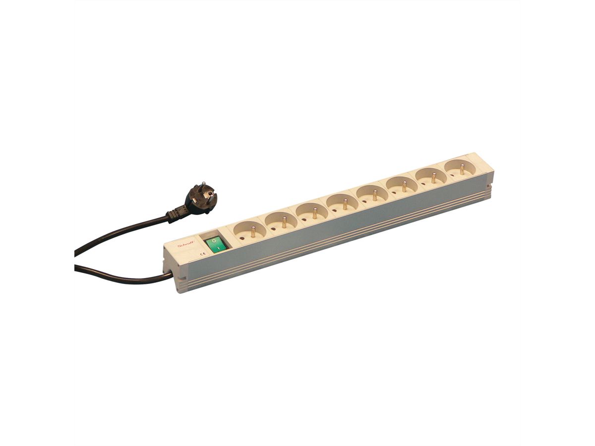 Bâti de prises SCHROFF, UTE, 8 prises, 19", avec interrupteur