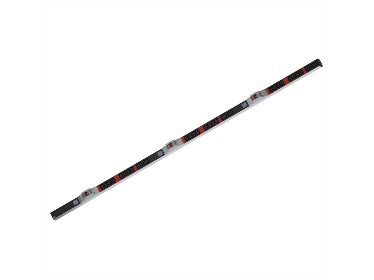 BACHMANN BN0500 PDU 19" 1U 24xC13 6xC19, mesure de puissance, prise CEE 3x32A, rouge