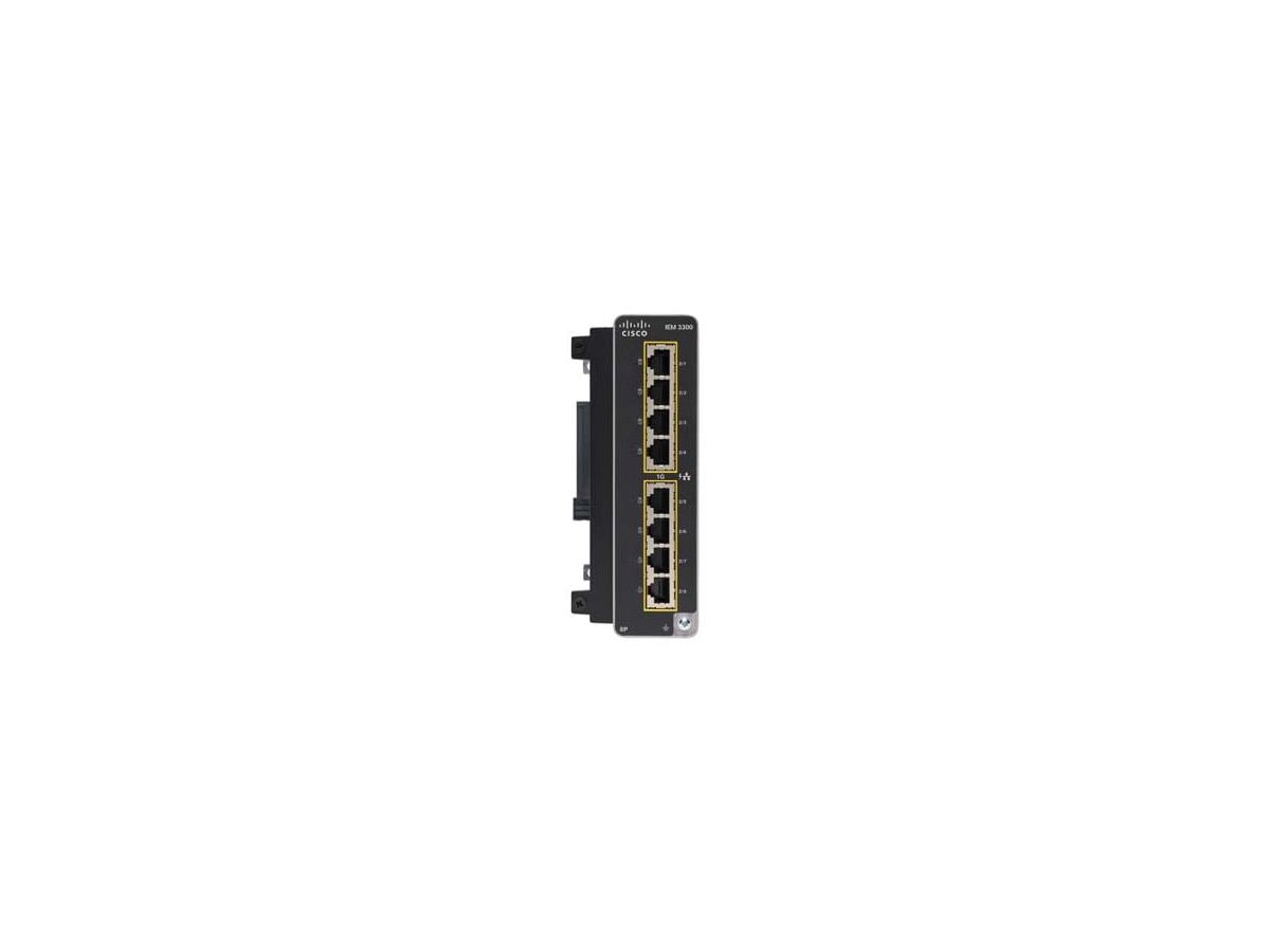 Cisco IEM-3300-8P= commutateur réseau Géré L2 Gigabit Ethernet (10/100/1000) Connexion Ethernet, supportant l'alimentation via ce port (PoE) Noir
