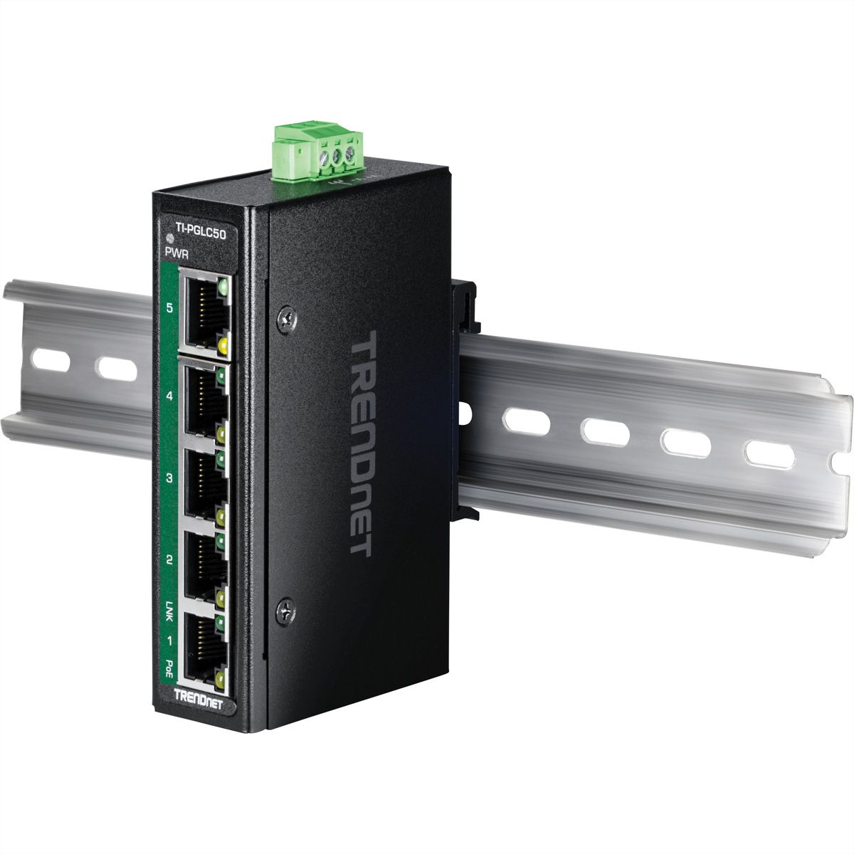TRENDnet  TI-PGLC50 Mini switch Rail DIN PoE+ Gigabit industriel à 5 ports
