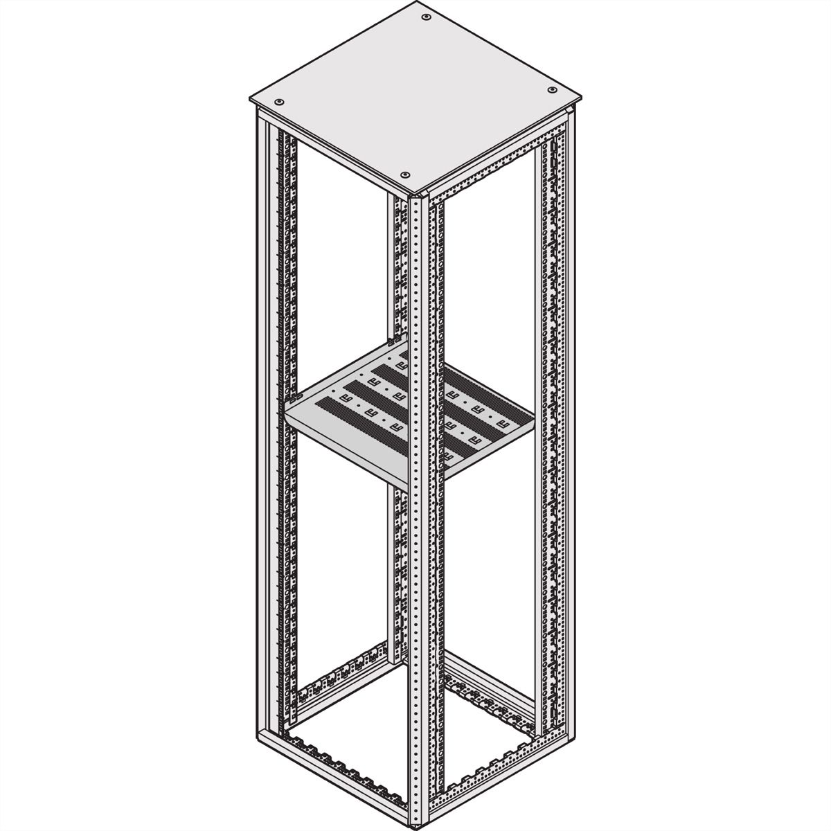 SCHROFF Varistar 19'' étagère, fixe, 75 kg, RAL 7035, 600W 700D