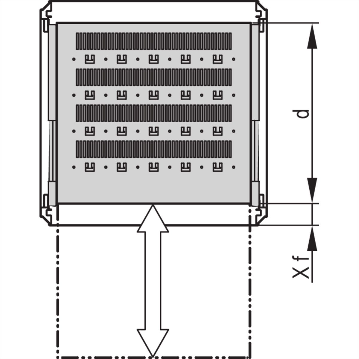 Étagère universelle télescopique SCHROFF pour Varistar, Novastar, Eurorack, 70 kg, RAL 7035, 800W 600D