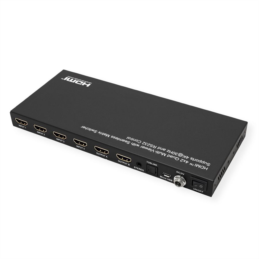 VALUE Switch matriciel HDMI 4x2 QUAD multi vues, commutation sans rupture