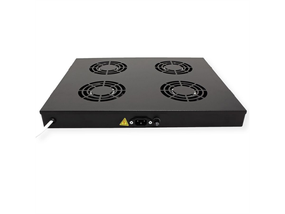 ROLINE 19" Unité de ventilation, 4 ventilateurs, thermostat, noire