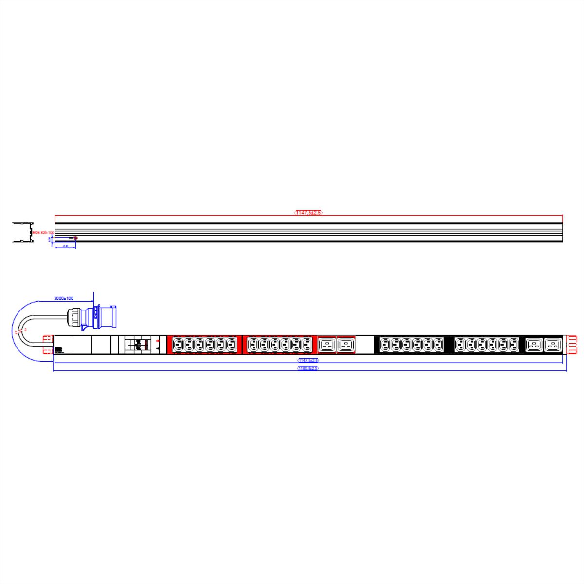 BACHMANN IT PDU ALU 1U 20xC13 4xC19 2xLS CEE 32A bleu