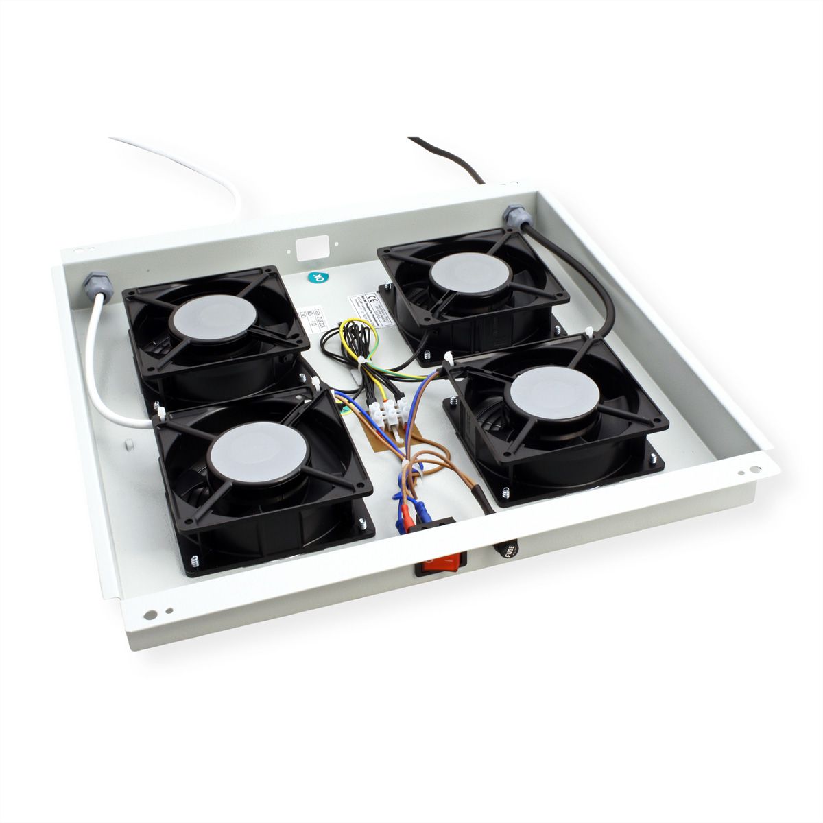 ROLINE 19" Unité de ventilation pour toit, 4 ventilateurs, thermostat, gris