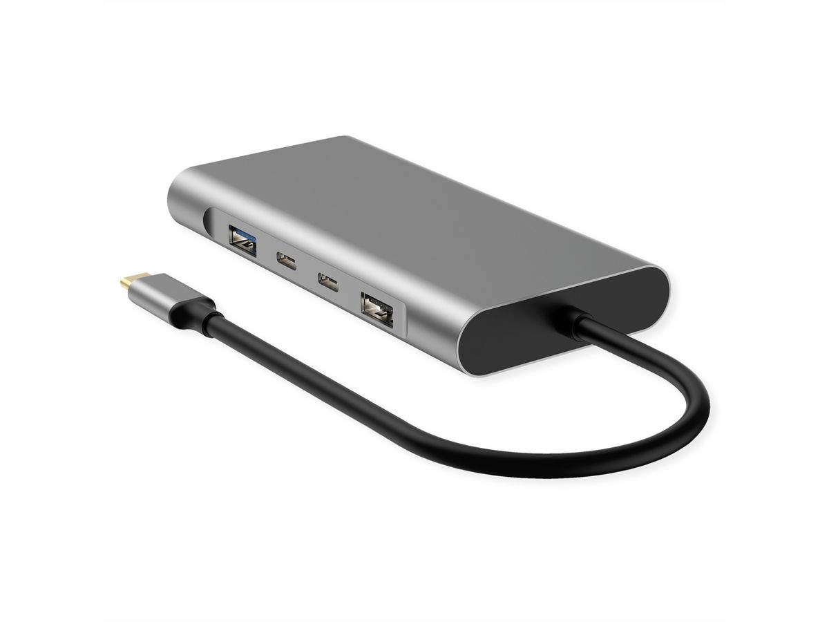 VALUE Station d'accueil USB type C, 2x HDMI (4K60 et 4K30), 1x DP 4K60, 1x VGA, 1x Gb Ethernet, 2x USB C, 2x USB A (3.2 Gen1 et USB 2.0, 1x type C PD