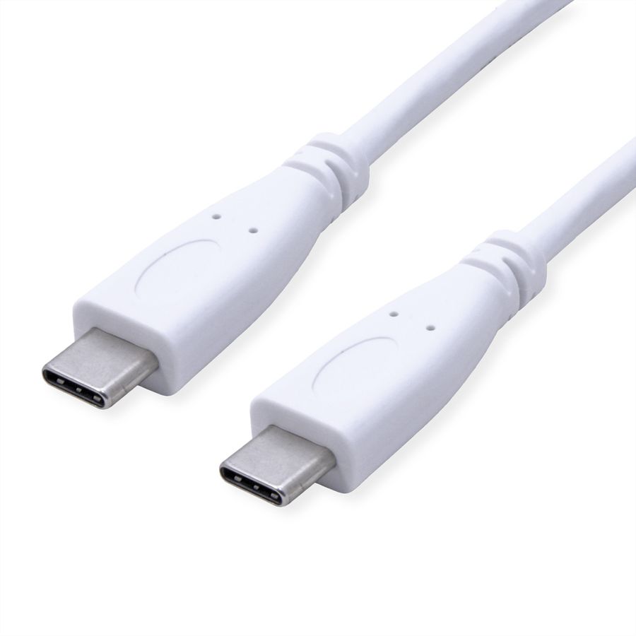 VALUE Câble USB 3.2 Gen 2, avec PD, C-C, M/M, 4K UHD-1, 10Gbit/s, Emark, 100W, blanc, 0,5 m