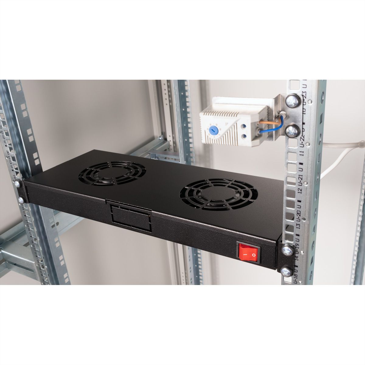 ROLINE 19" Unité de ventilation, 2 ventilateurs, thermostat, noire
