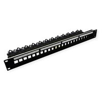 ROLINE Panneau de brassage 19" vide pour Keystone, 24 ports blindés, Fixation par clip, noir