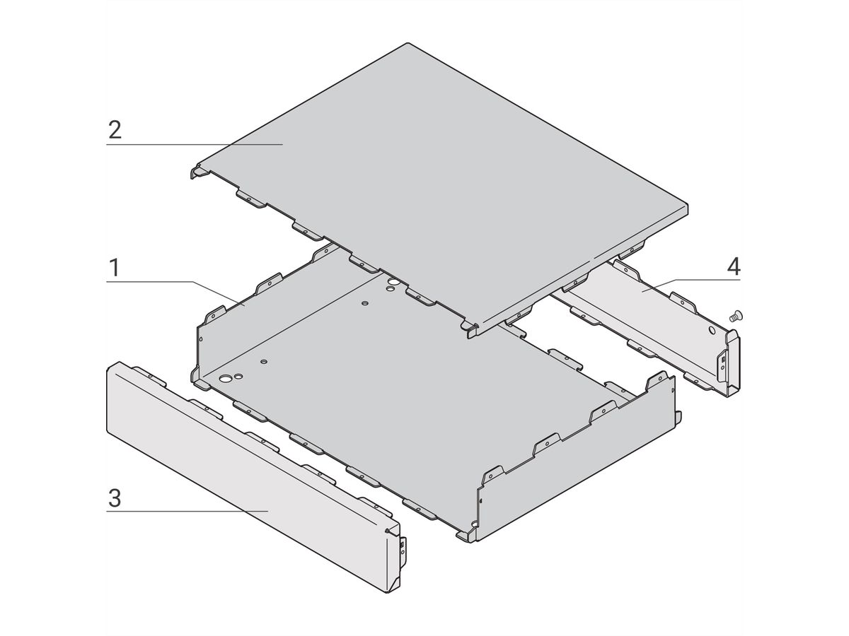 SCHROFF Coffret Interscale, non perforé, 44 mm, 399 mm, 221 mm