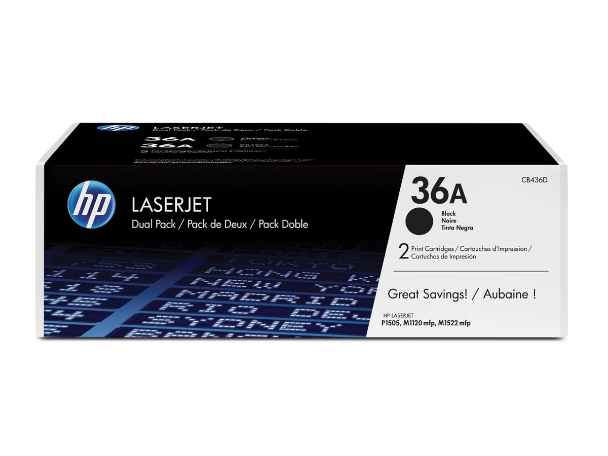 HP 36A pack de 2 toners LaserJet noir authentiques
