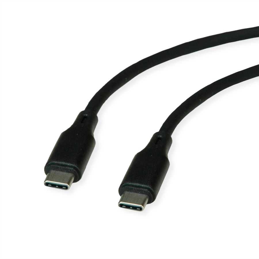 ROLINE Câble USB 2.0, C–C, M/M, silicone, 60W, noir, 1 m