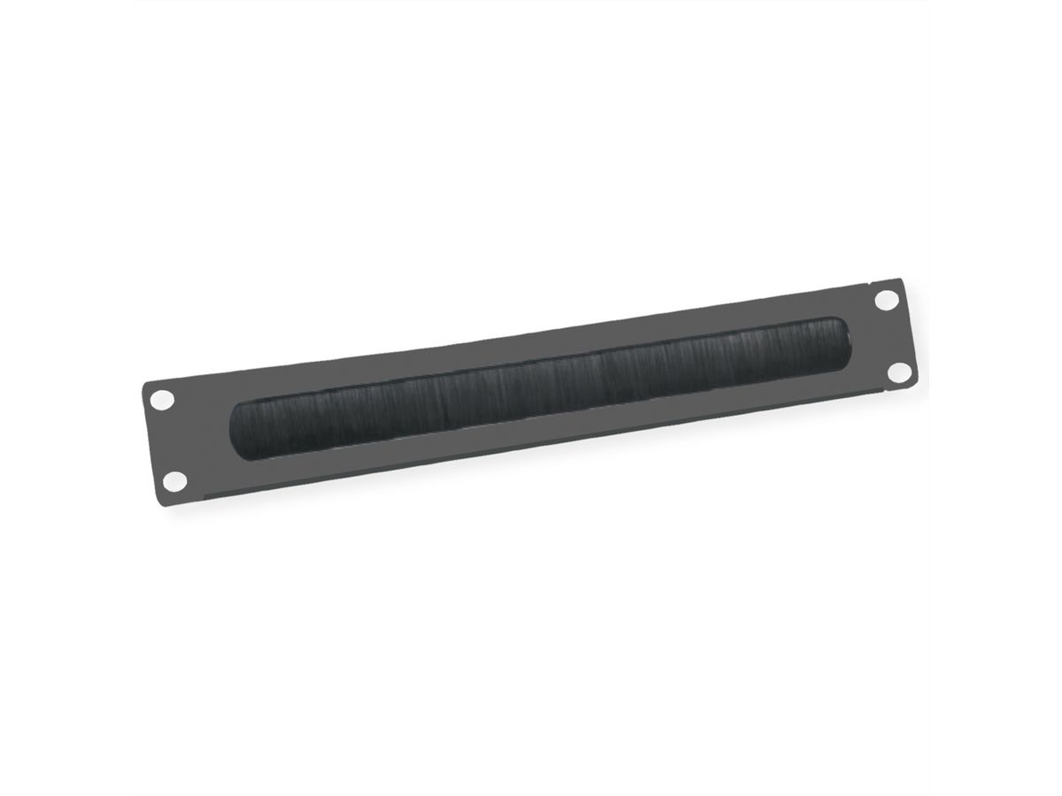 VALUE Passe-câbles 19" 2 UH avec brosse et décharge de traction, noir