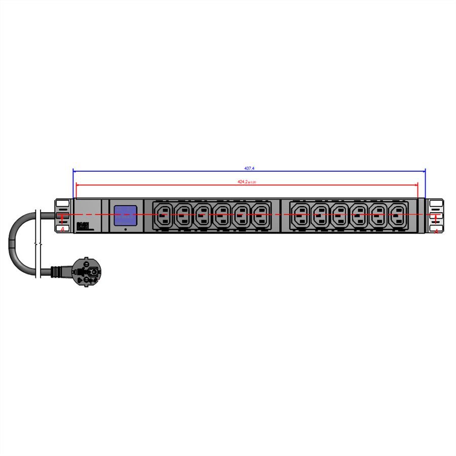BACHMANN BN0500 PDU 19" 1U 12xC13, mesure du courant, 2P+T