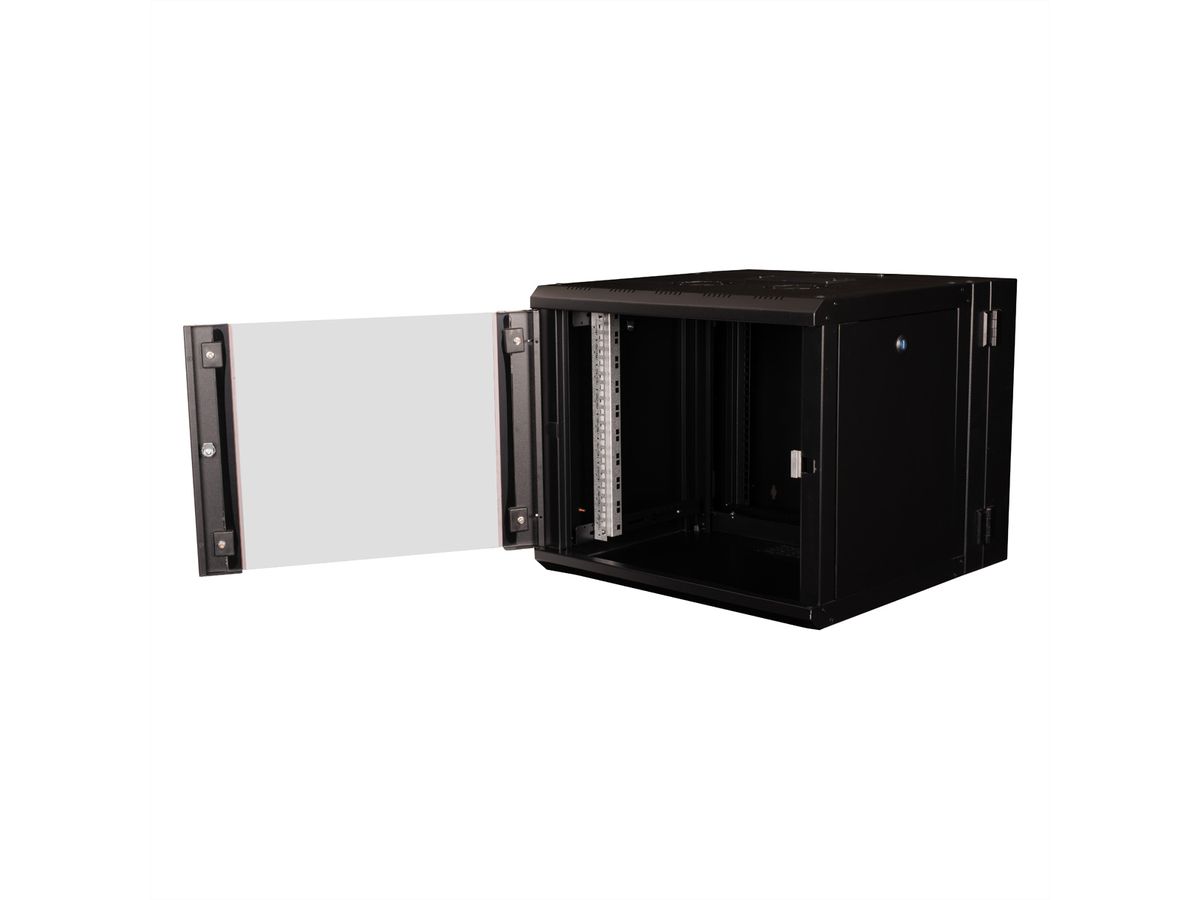 ROLINE 19" Boîtier mural Pro 9U, 600x600 LxP pivotant en 2 parties noir