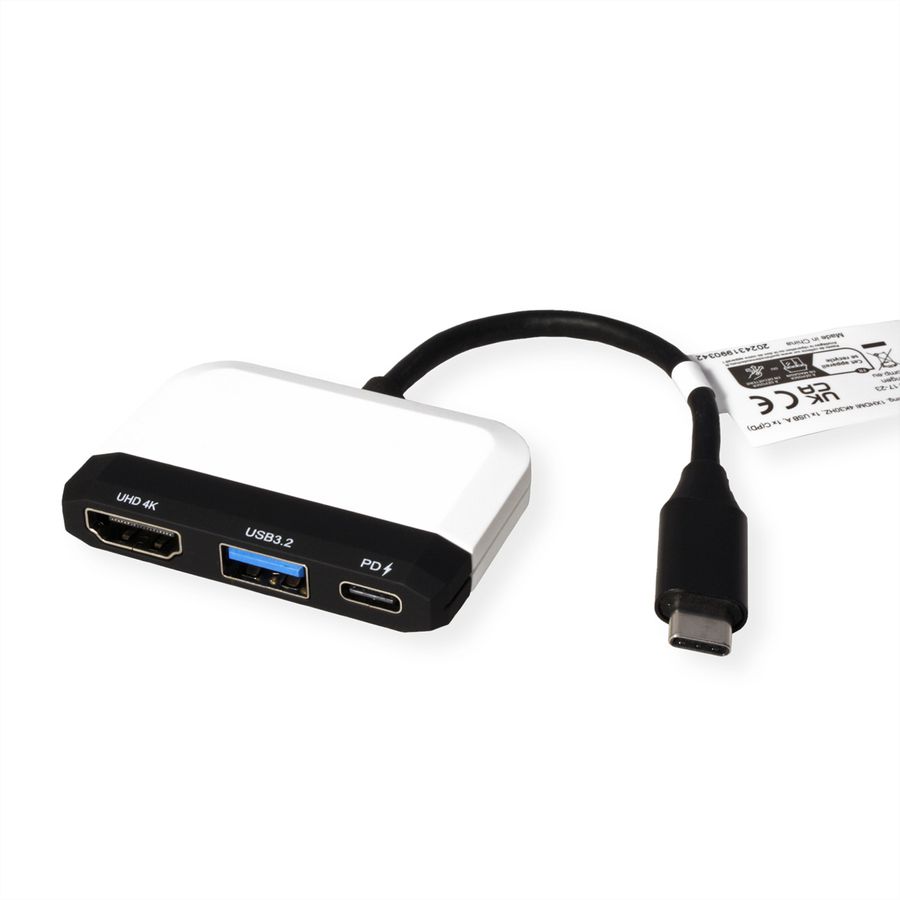 VALUE Adaptateur USB type C - HDMI, USB 3.2 Gen 1 type A + type C PD