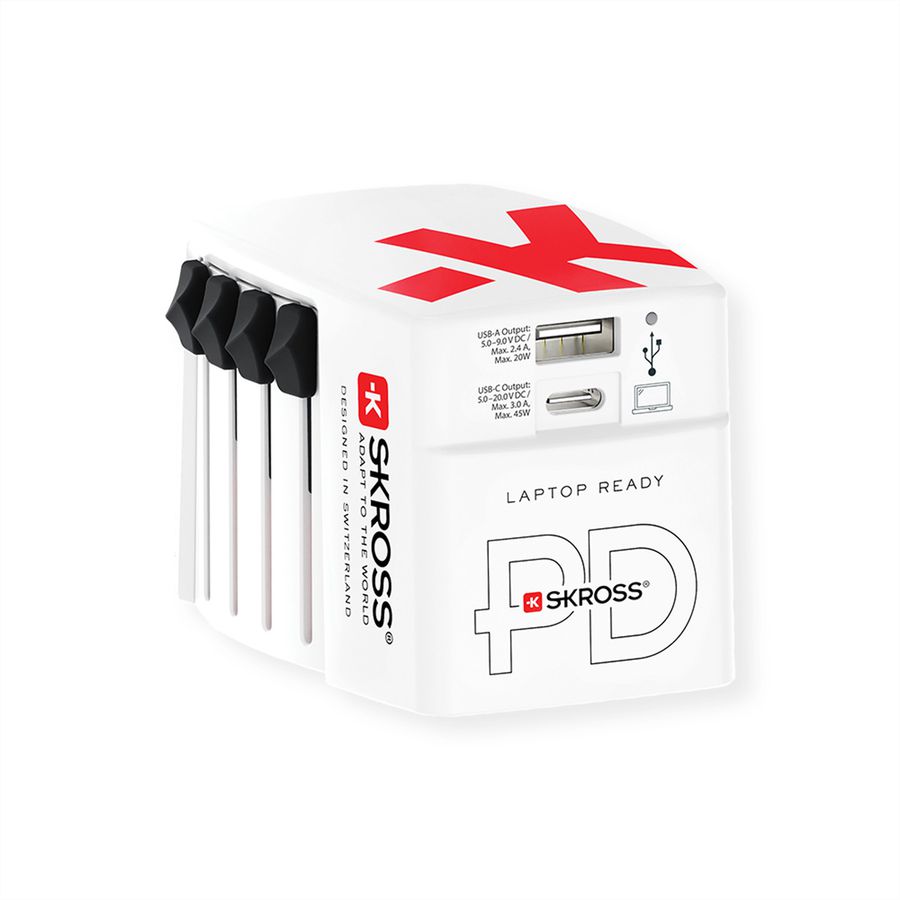 SKROSS Chargeur USB universel A/C 45PD avec câble USB-C, monde