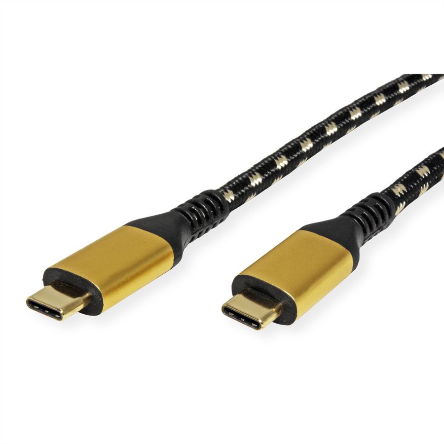 ROLINE GOLD Câble USB4 Gen3x2, C–C, M/M, 8K UHD-2, 40Gbit/s, 100W, noir / or, 2 m