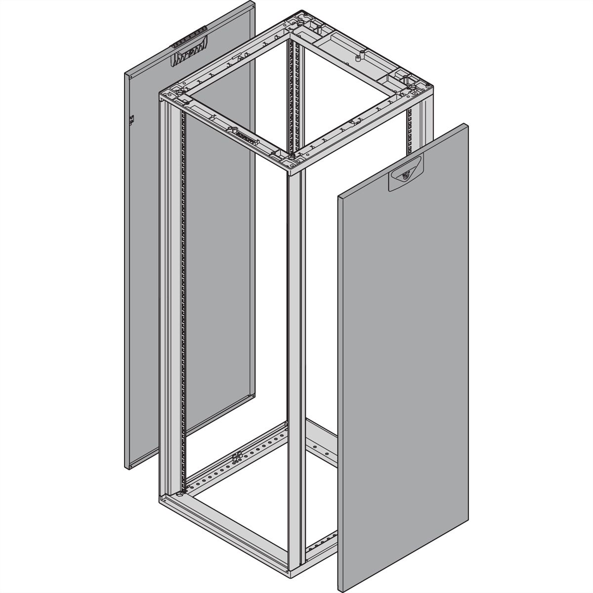 Panneau latéral Novastar SCHROFF pour usage intensif, RAL 7021, 25 U 1000D
