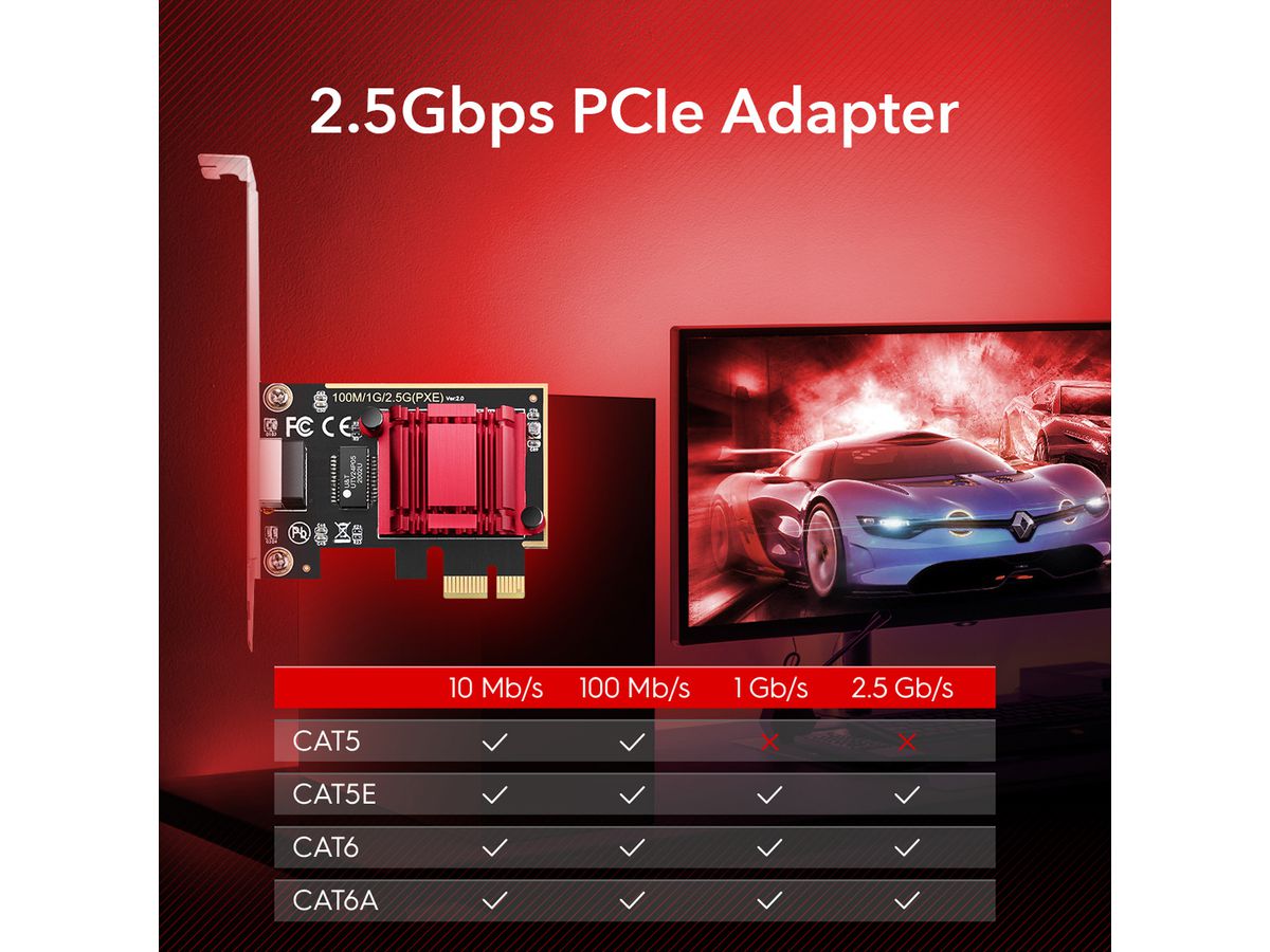 CUDY PE25 Adaptateur 2.5G PCI Express