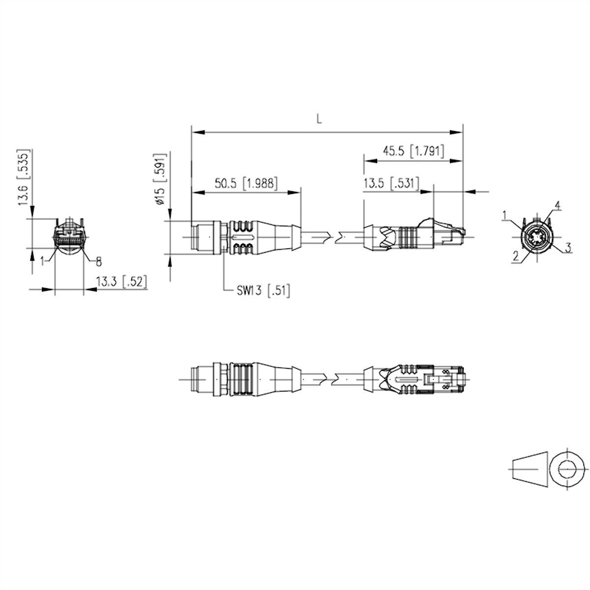 METZ CONNECT Câble Ethernet industriel M12-RJ45, codage D, 2 m
