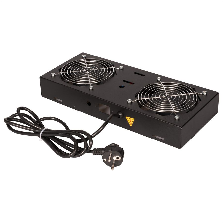 ROLINE 19" Unité de ventilation, 2 ventilateurs, pour boîtier mural, noir