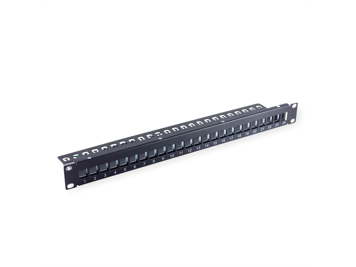 VALUE Panneau de brassage 19" pour keystones, 24 ports, 1U, blindé, noir