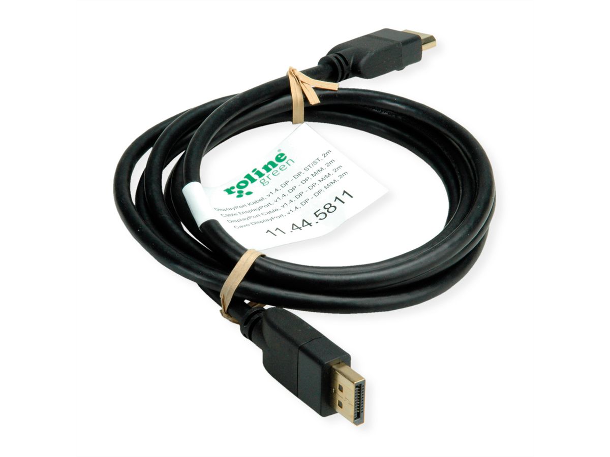 ROLINE GREEN Câble DisplayPort v1.4, DP M - DP M, noir, 2 m