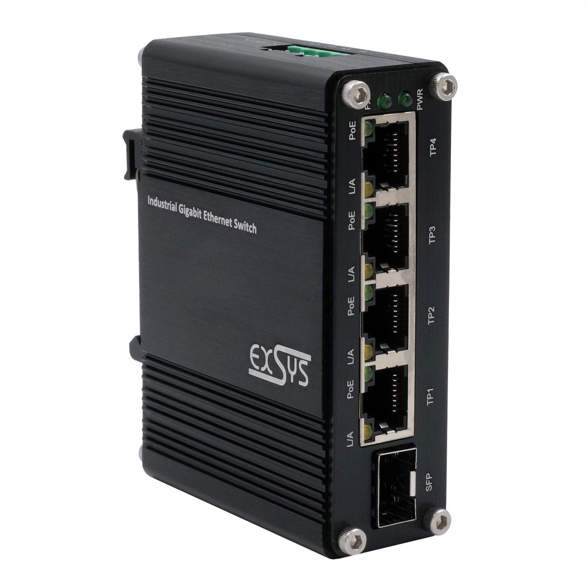 EXSYS EX-62020PoE-SFP Switch Ethernet industriel 4 ports PoE, 1 port 100/1000Fx SFP