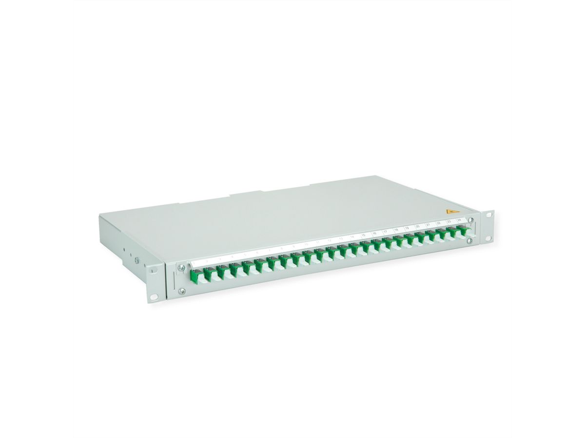 TELEGÄRTNER BASIS V Panneau FO avec coupleurs, 24x E2000, vert, OS2 APC