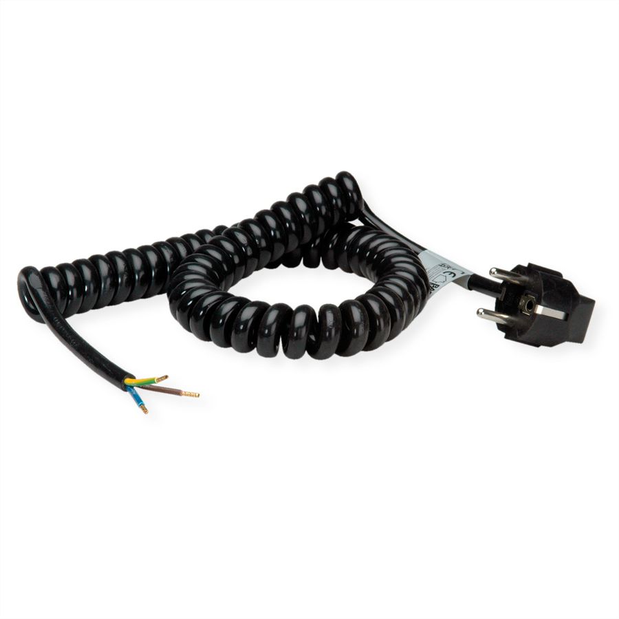 BACHMANN Câble spirale 0,5-2m noir, H05VV-F 3G1,5mm² AEH/CEE7/7