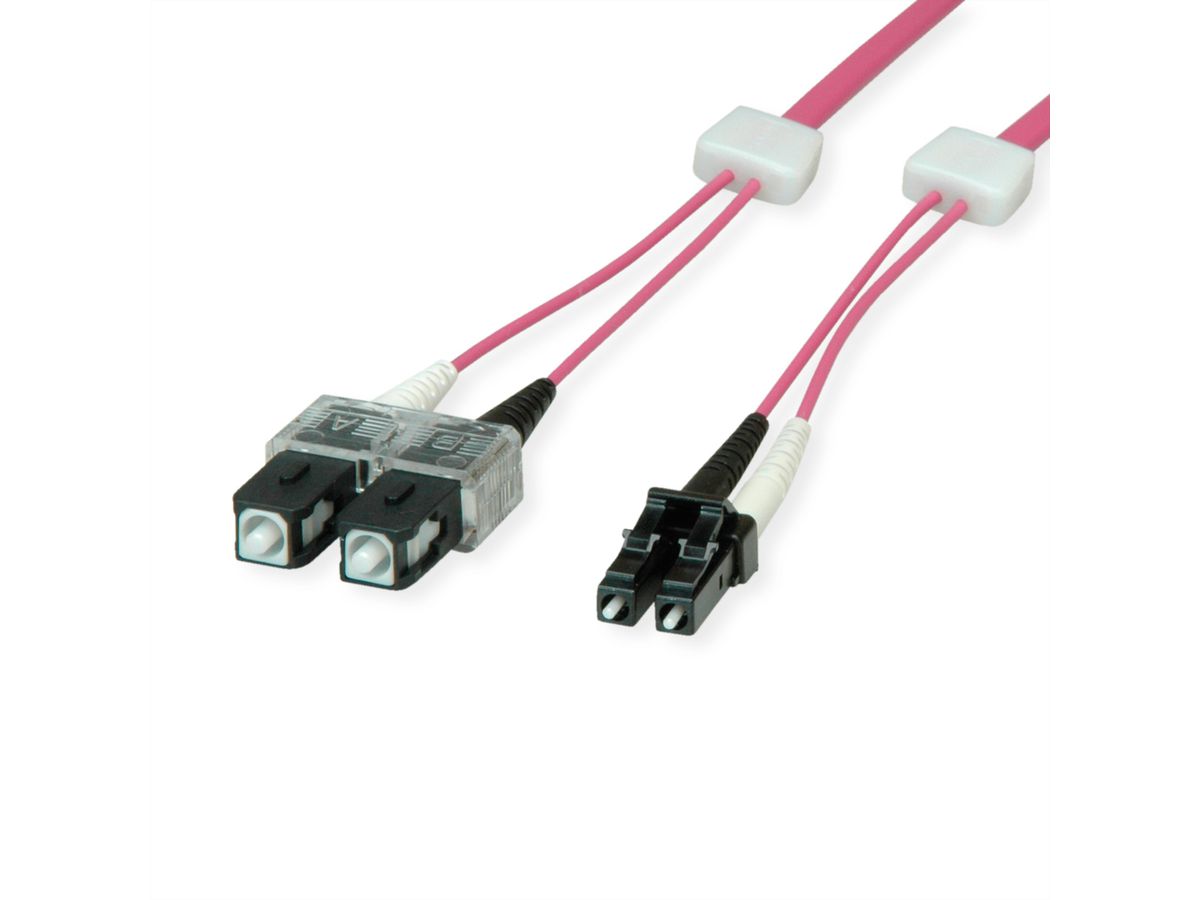 saCon Câble FO duplex 50/125µm OM4, LC/SC, violet, 1 m