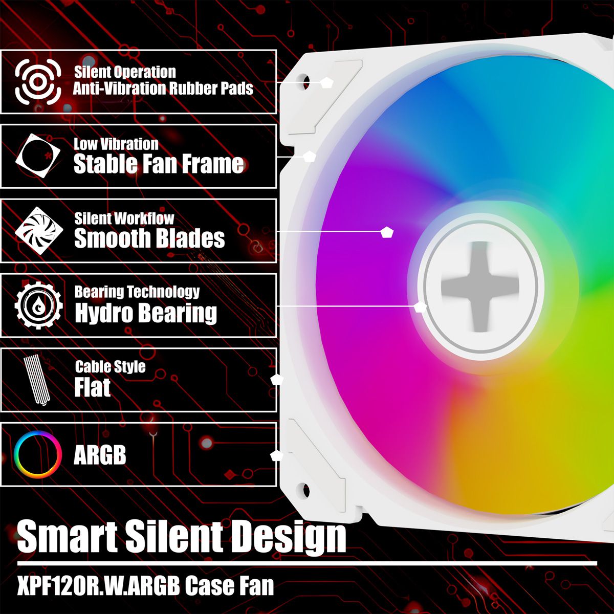 XILENCE Performance A+ REVERSE XF066, Ventilateur LED ARGB 120 mm blanc
