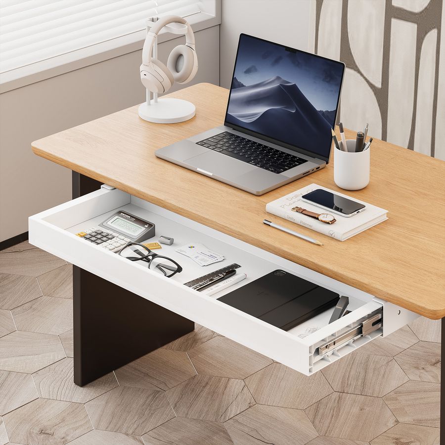 VALUE Tiroir sous bureau ultra-mince, grand modèle, blanc