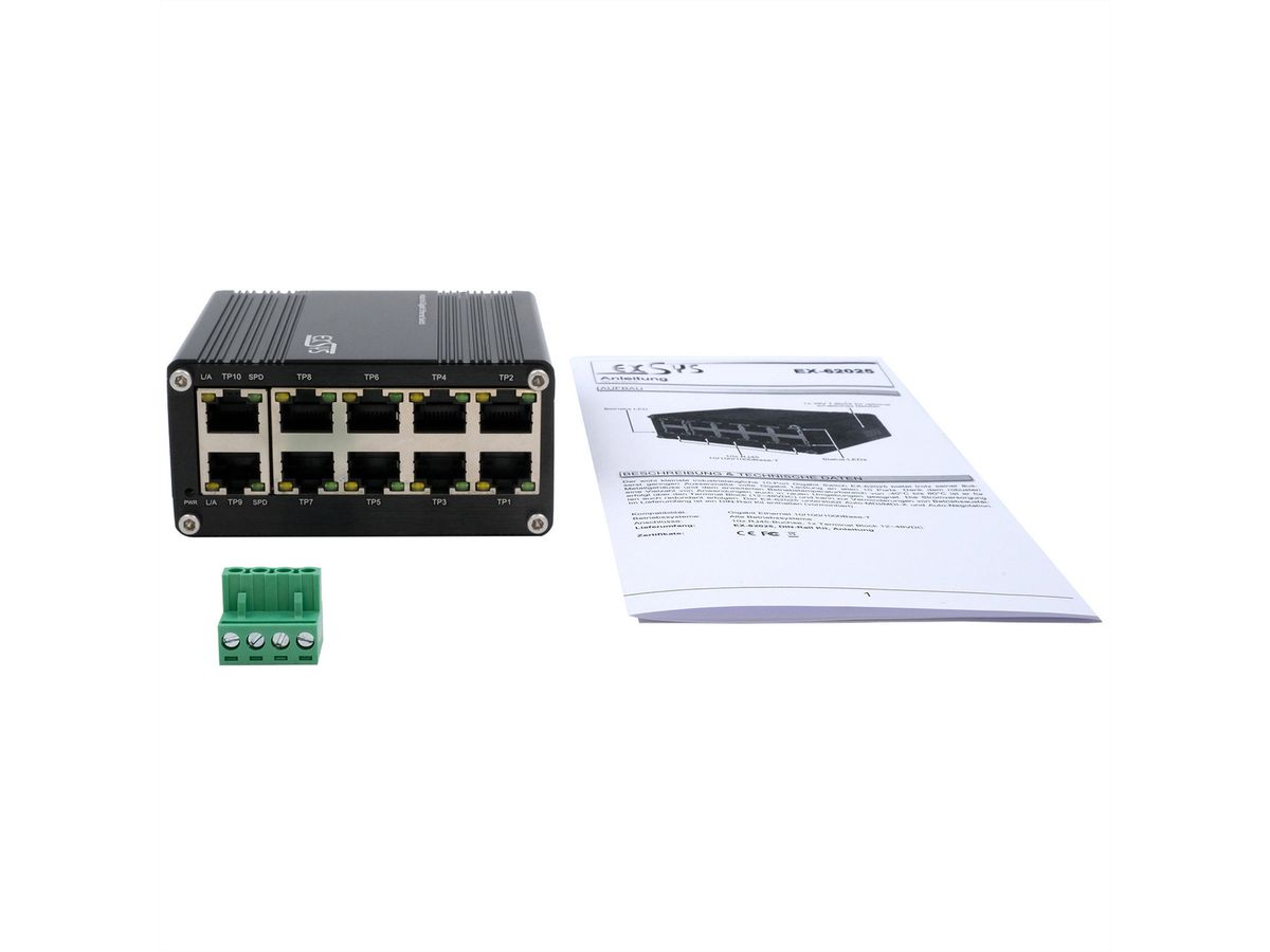 EXSYSEX-62025PoE Switch Ethernet industriel 10 ports PoE, non géré