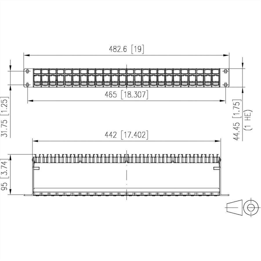 METZ CONNECT Keystone support pour module 19 pouces 1UH 24 ports noir non équipé, blindé, noir