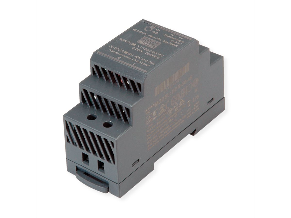 MEAN WELL HDR-30-48 Bloc d'alimentation sur rail DIN 30 W 48 V CC
