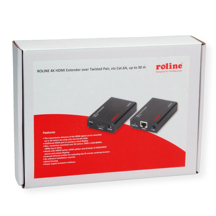 ROLINE Prolongateur HDMI A/V via Cat.6A, 4K@60Hz, 30m/45m