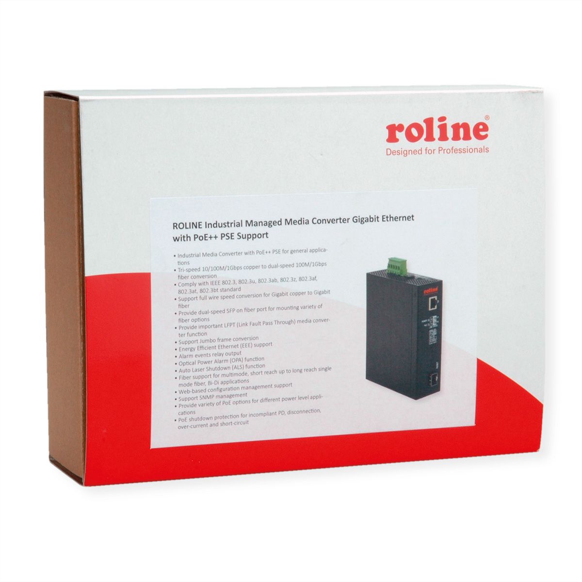 ROLINE Convertisseur industriel Gigabit Dual Speed 100/1000 Fibre, avec fonction PoE