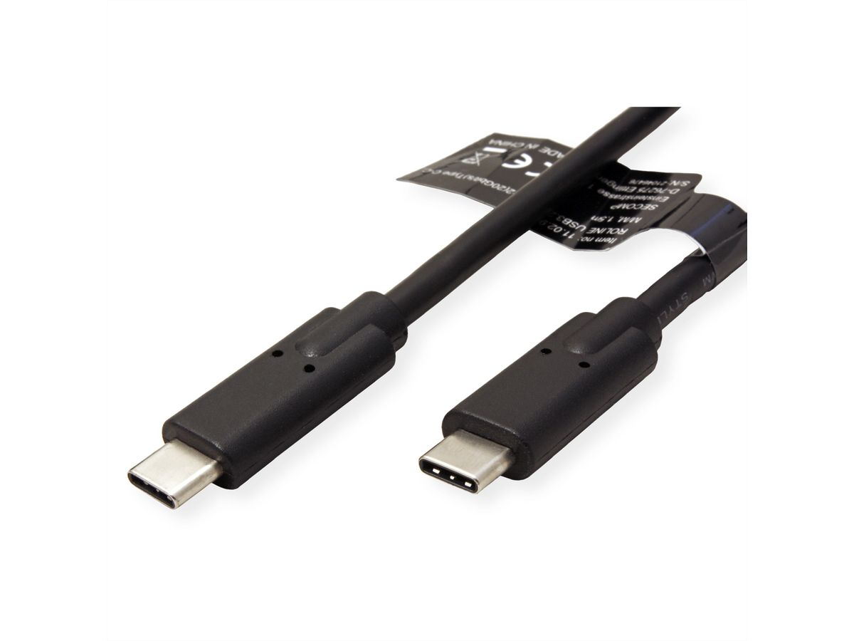 ROLINE Câble USB 3.2 Gen 2x2, avec PD (Power Delivery) 20V5A, avec Emark, C-C, M/M, noir, 1,5 m