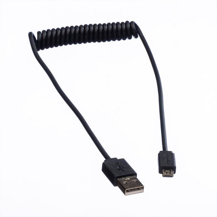 ROLINE Câble spirale USB 2.0, A - Micro B, M/M, 1 m