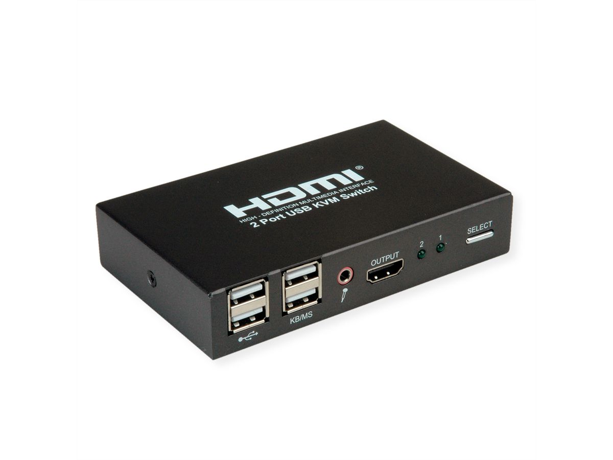 ROLINE Switch KVM, 2 PCs, HDMI 4K, USB