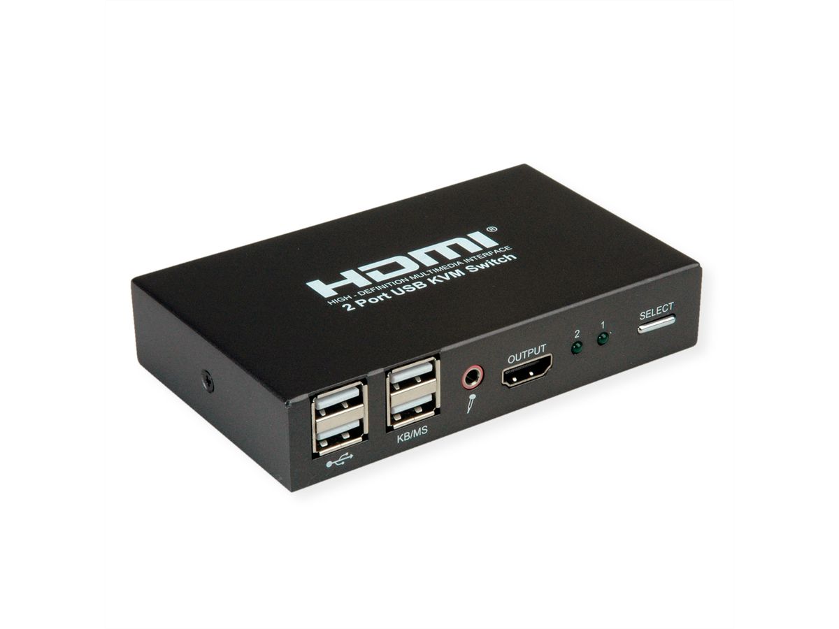 ROLINE Switch KVM, 2 PCs, HDMI 4K, USB - SECOMP France