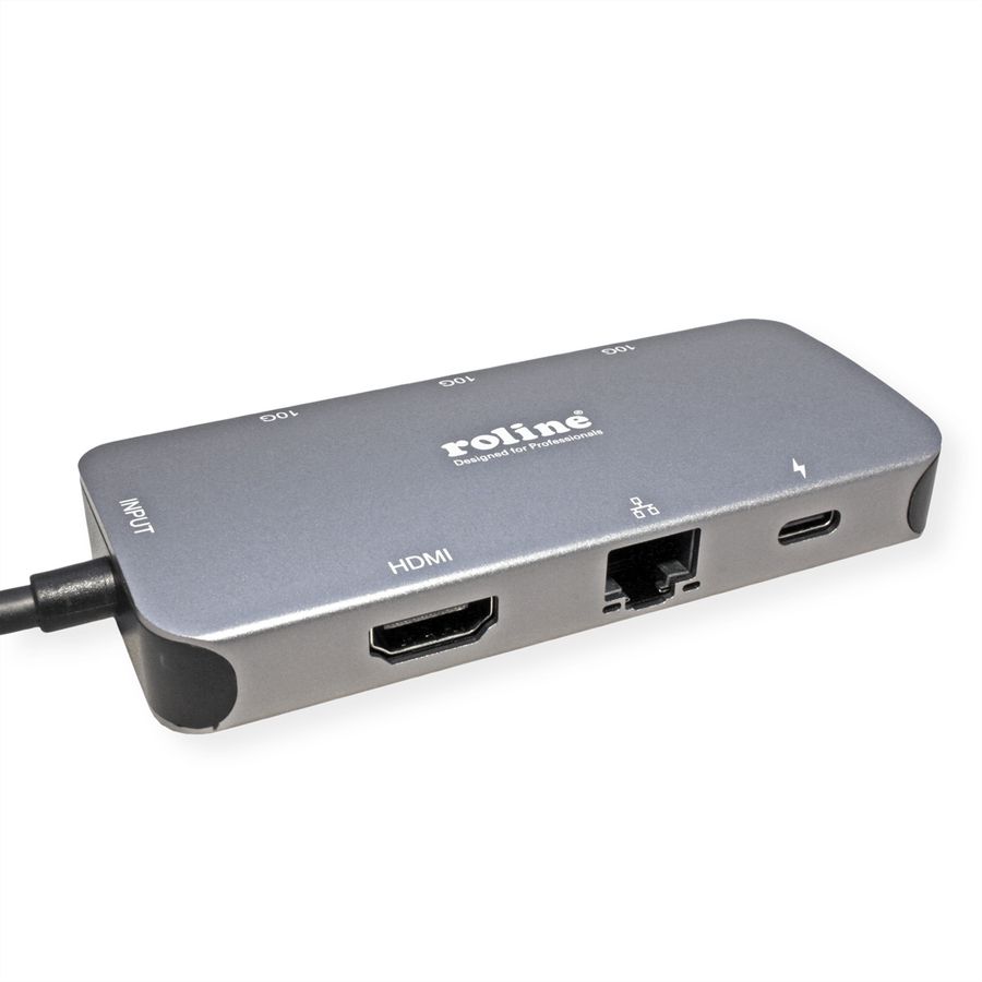 ROLINE Station d'accueil USB-C, HDMI 4K, USB-A, USB-C, PD, LAN