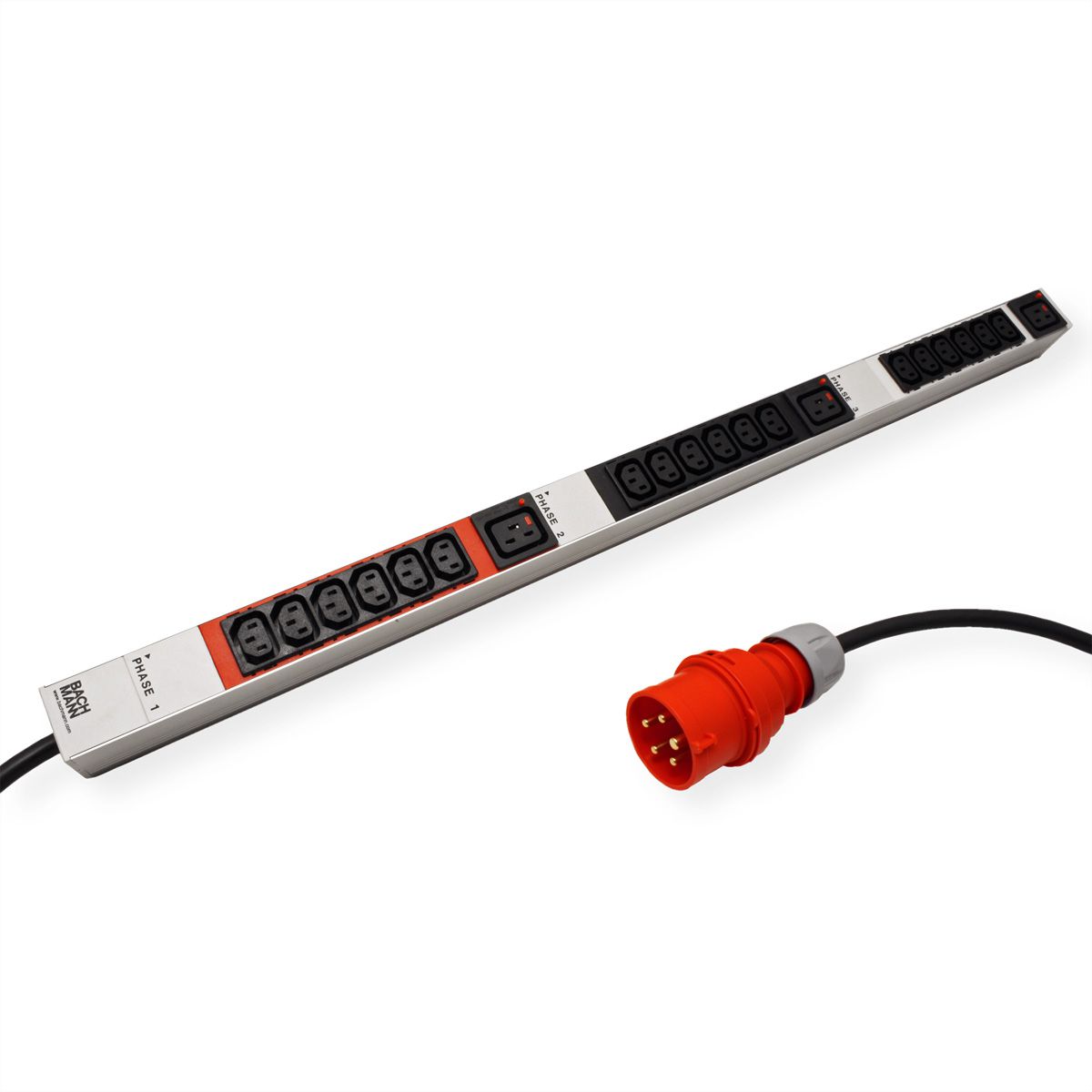 BACHMANN IT PDU ALU 1U 18xC13 3xC19 CEE 3x16A rouge