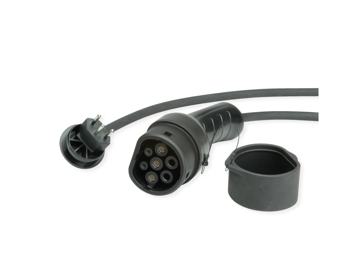 ROLINE Câble portable de recharge VE CEE7/7 - Type2, 1 phase, 250VAC (1P+N+E), 32 A, 7,4 kW, 3 m