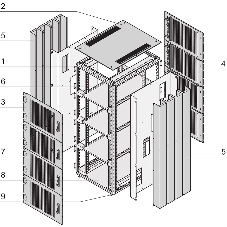 SCHROFF Varistar Colocation Cabinet, RAL 7021, 4 compartiments, 47 U, 2200H, 800W, 1000D